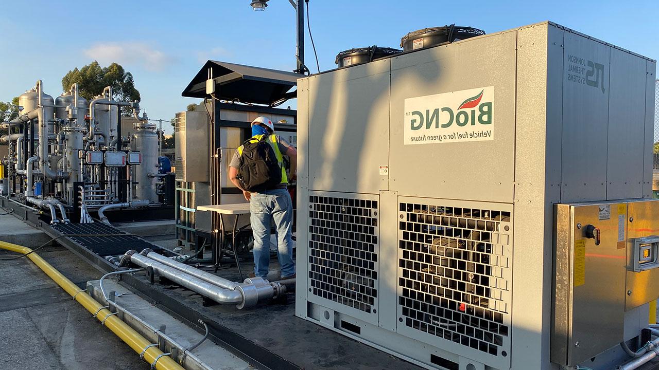 A chiller and bridge and BioCNG™ skid as part of Tetra Tech’s work on the LACSD biogas to fuel project