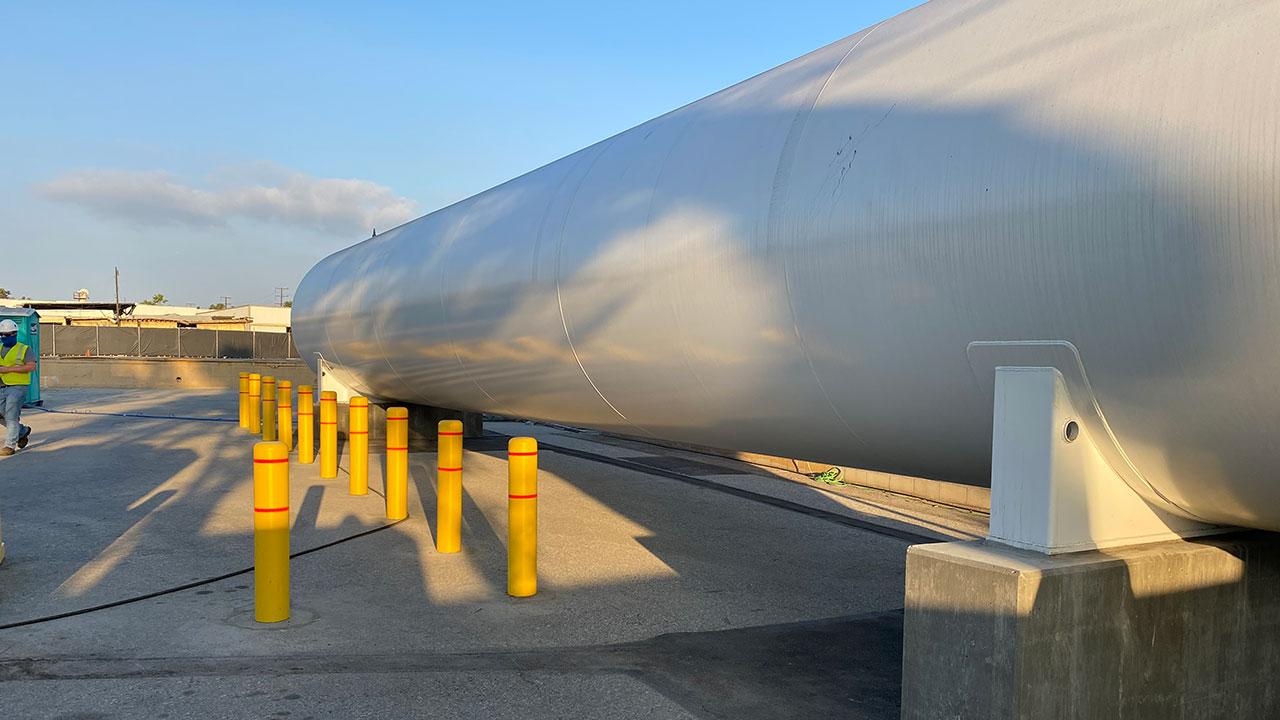 A 30,000 gallon renewable natural gas storage tank